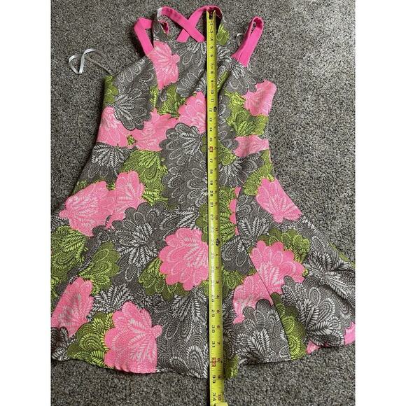 Akira Chicago Black Label Dress Neon Pink Green Floral Summer Tennis Size Medium - Picture 6 of 8